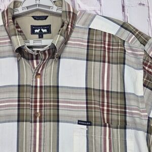 Woods & Gray Plaid Short Sleeve Button‎ Down Shirt Mens XL Cotton Casual Top